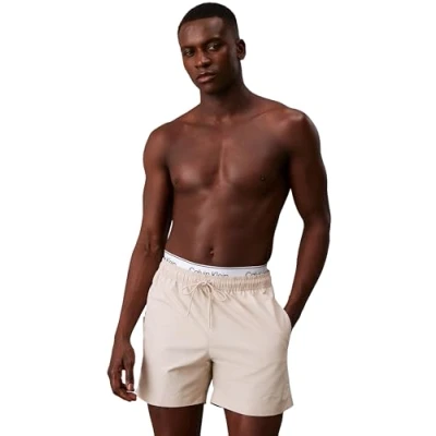 Bild av Calvin Klein herr Medium Double Wb badbyxor, Stony beige, S, Stenig S