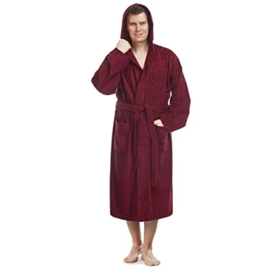 Bild av Badrock med huva för män vaddlängd, Storlek män: S, unisex: S M, Färg: Bordeaux