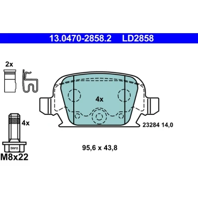 Bild av ATE Ceramic 13.0470 2858.2 Jeu de plaquettes frein avec indicateur d&#039;usure vis d&#039;étrier OPEL: Corsa C 3/5 portes, Tigra Twintop
