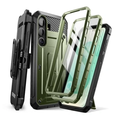 Bild av SUPCASE Fodral för Samsung Galaxy S25 med Stativ, [2 Frontramar] [Inbyggt Skärmskydd och Bältesklämma] Skyddsfodral av Militärklass 6,2&#039;&#039; (Grön)