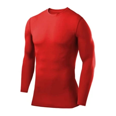 Bild av PowerLayer Herr Compression Underställströja med lång ärm och mocka hals baslager Lag Röd (Gammal), M