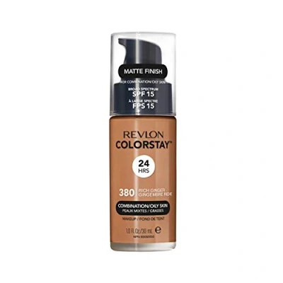 Bild av Revlon Colorstay Liquid Foundation Makeup för kombination/oljig hud SPF 15, Longwear Medium Full Täckning med matt finish, rik ingefära (380), 30 ml