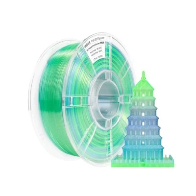 Bild av iBOSS Gradient PLA Plus filament för 3D skrivare 1,75 +/ 0,02 mm, 1 kg spole (2,2 lbs) transparent trefärgad Pro filament, lämplig de flesta FDM (transparent lila blå grön)