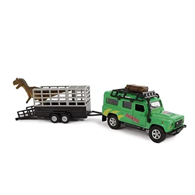 Bild av Kids Globe Land Rover vehicle with dinosaur on trailer (the cast, PullBack; 29 cm) 520178