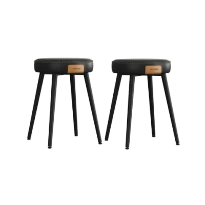 Bild av VASAGLE EKHO Collection Matsalspall, set med 2, köksstol, vadderad sits, PU sömmar, modern stil från mitten av århundradet, höjd 48,2 cm, vardagsrum, kontor, bläcksvart LDC170B02