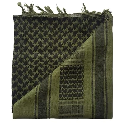 Bild av Bomull Shemagh taktisk öken Keffiyeh halsduk arabisk sol hatt wrap mjuk SAS armé militär heack hals mask halsduk, Oliv svart, one size