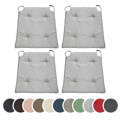 Bild av sleepling 196502 set om 4 stolskuddar sittdyna för inomhus och utomhus med kardborreband 100 % mikrofiber Tillverkad i EU mått: 42 (fram) 35 (bak) x 40 5 cm, ljusgrå