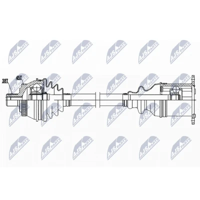 Bild av NTY NPW AU 038 Arbre de transmission Essieu avant droit 505 Boîte automatique AUDI: A6 C5 Berline, Allroad