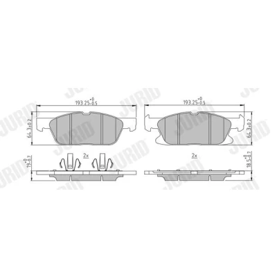 Bild av JURID 573837J Jeu de plaquettes frein non préparé pour indicateur d&#039;usure avec clip piston sans accessoires FORD: S Max Mk2, Galaxy Mk3 MPV