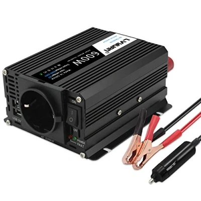 Bild av Cantonape omvandlare 12 v till 220 240 600 W sinusvåg modifierad transformator med 2 USB portar och 1 x AC kontakt aluminiumdesign, bilcigarettändare