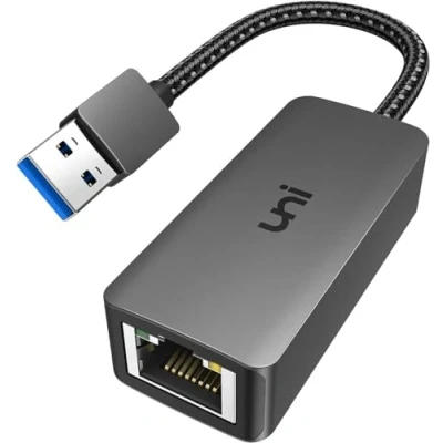 Bild av USB Ethernet adapter (drivrutinsfri), uni 3.0 till RJ45 Gigabit Lan adapter, nätverksadapter kompatibel med MacBook, Surface Pro, Windows 11/10/8/7, XP, Vista, Mac/Linux
