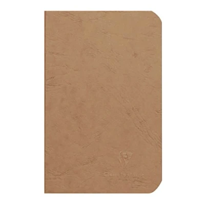 Bild av Clairefontaine 73410C Collection Age Bag Un Carnet Agrafé Tabac 9x14 cm 96 Pages Unies Blanches Papier 90 g Couverture Carte Lustrée Grain Cuir