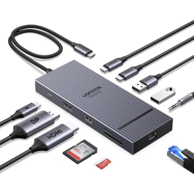 Bild av UGREEN Revodok Pro dockningsstation HDMI 4K@60Hz, DisplayPort 4K@120Hz, 10Gbps USB C, A, SD/TF, LAN, ljud, 100W PD