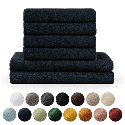 Bild av Blumtal Handduksset 2 Badhanddukar 70x140 4 Handdukar 50x100 Mjuka och absorberande 100% bomull Oeko TEX® certifierade Mörkblå