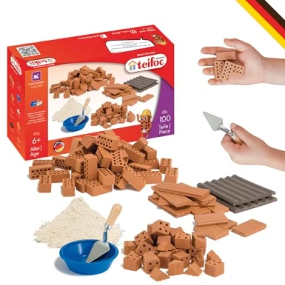 Bild av teifoc 1530 stenbyggslåda tillbehörsset, 100 miniatyr tegelstenar för gör det själv projekt, barn från 6 år