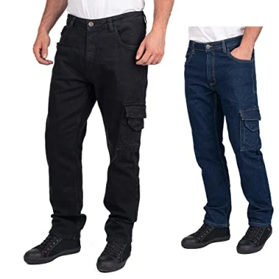 Bild av Lee Cooper Herr LCPNT239 arbetskläder säkerhet snickare stretch denim jeans arbetsbyxor, Svart, 38W, 38W x 31L