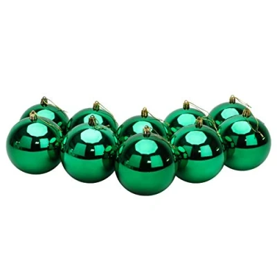Bild av Toyland® 10 extra stora 100 mm färgade julgranskulor julgransdekorationer (grön)