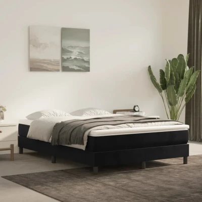Bild av vidaXL Ramsäng svart 140x190 cm sammet, dubbelsäng, säng, säng ram, dubbelsängar, sängar, ramar, resårmadrass, resårmadrasser, pocketersårmadrass