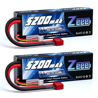 Bild av Zeee 2s lipo batteri 5200 mAh 7,4V 80C RC batteri, med Deans T kontakt, för Evader BX bilbil LKW Truggy hobby (2 paket)