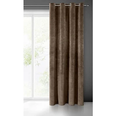 Bild av Eurofirany villa gardin sammet mjuk 10 öljett 1 st. elegant tjock 290 g/m2 slät enfärgad fluffig modern klassisk vardagsrum sovrum lounge, brun, 140 x 250 cm