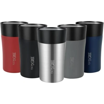 Bild av 720DGREE termosmugg 210 ml &quot;PleasureToGo 2,0&quot; 3 storlekar, h varmt, 6 kall, läckagesäker, BPA fri, hygienisk, 360 dricköppning Travel Mug, Thermo Mug To Go: smal, ädel grå