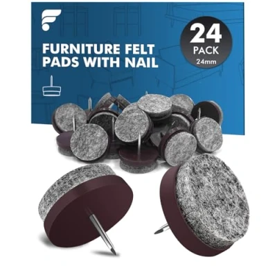 Bild av shinfly Filtglider för stolar Ø 24 mm stycken stolfilttassar spik möbelglidare med 4 tjock filtstolsglidare möbelgolv