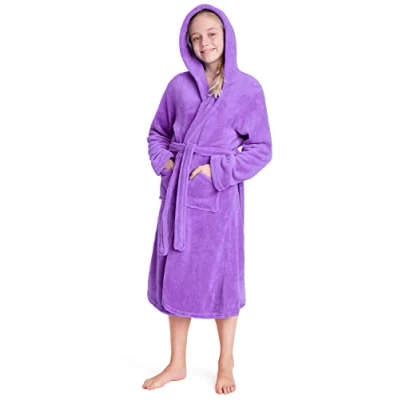 Bild av CityComfort Dressing Clown för flickor, huva supermjuka barnsklänningar i Lila rosa, fluffiga fleece mantel med bälte, gåvor till flickor tonåringar ålder 5 14, 13 14 år,