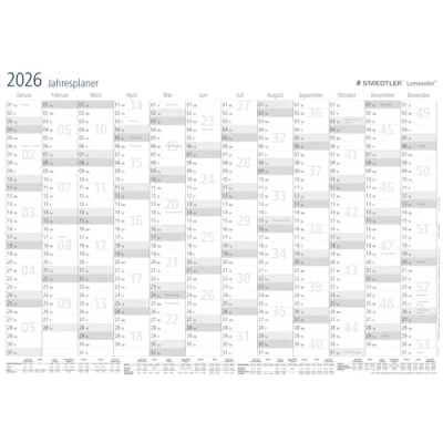 Bild av STAEDTLER Årsplanerare Lumocolor Set 2025, väggkalender kan torkas av, storlek DIN A3, inkl. Penna och självhäftande stiftklämma, 641 YPA3DE
