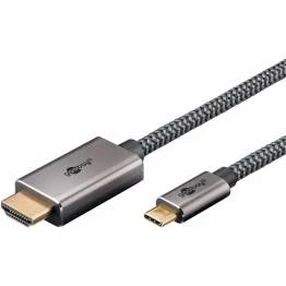 Bild av Vävd USB C till HDMI kabel från Goobay 4K@60Hz 2m