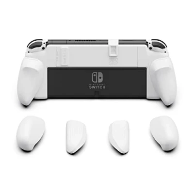 Bild av Skull &amp; Co. NeoGrip for Nintendo Switch OLED and Regular Model: An Ergonomic Grip Hard Shell with Replaceable Grips [to fit All Hands Sizes] [No Carrying Case] White