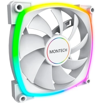 Bild av Montech AX140 PWM WH Chassi fläkt 140mm Vit med RGB ljus 28 dBA