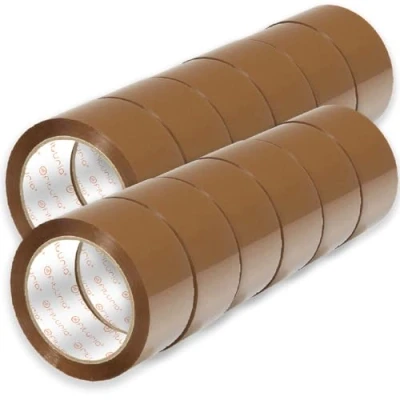 Bild av OFITURIA förpackningstejp, brun självhäftande tejp, flyttning och frakt box säkert robust förpackningstejp (50 mm x 120 m, 12 band)