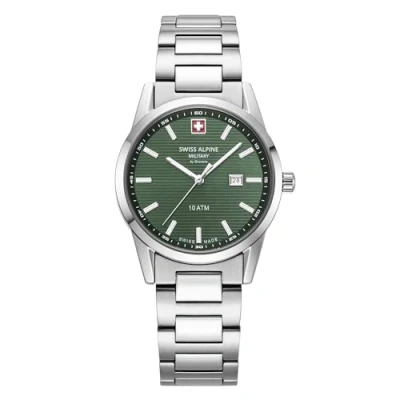 Bild av swiss alpine military damklocka analog kvarts 77767.1 rostfritt stål, Stål/stål/grön 1134 sam