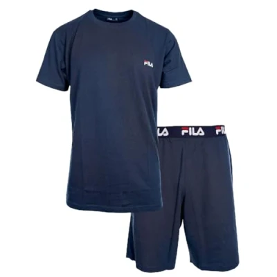 Bild av Fila 100% bomullspyjamas för herr, sovkläder män, mjukt och bekvämt set, Storlek S, M:, S