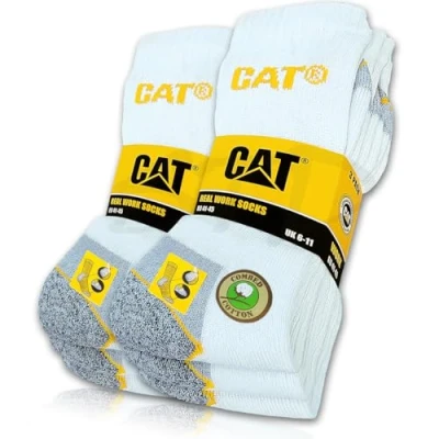 Bild av Caterpillar 6 par CAT Real Work strumpor kvinnor män arbetsstrumpor affärsstrumpor nya storlek 3550, Vit, 41 45 EU