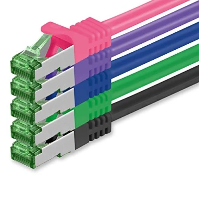 Bild av Cat7 nätverkskabel 1m 5 färg 03 stycken Cat 7 ethernetkabelnätverk Lan kabel råkabel 10 Gigabit s SFTP PIMF LSZH patchkabel med Rj 45 kontakt Cat.6a