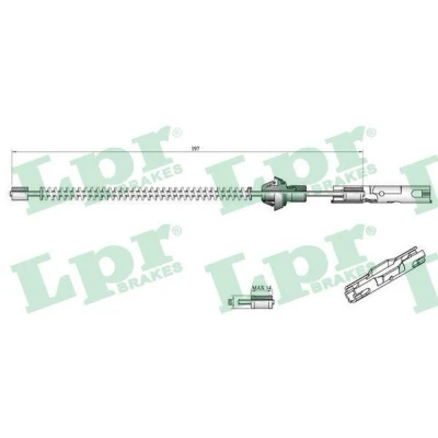 Bild av LPR C0250B Câble De Frein 175 à tambour FORD: Focus Mk1 3/5 portes, FIESTA 5, Break