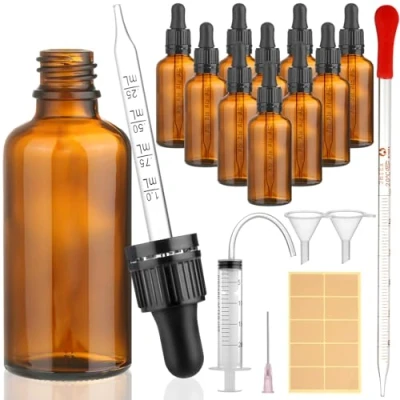 Bild av modacraft 10 st. 50 ml pipettflaska med hjälptillbehör, flaska pipett brunt glasflaska apoteksflaska droppflaska för vätska, eterisk olja, parfymoljor, aromaterapi