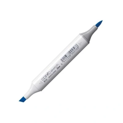 Bild av COPIC sketch märkpenna typ B 12, isblå, professionell penselmarkör, med en superpenselspets och medelbrun spets
