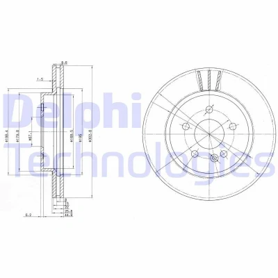 Bild av DELPHI BG3397 Disque de frein 303 26 5 ventilé huilé non traité sans roulement roue, bague ABS MERCEDES BENZ: Classe ML
