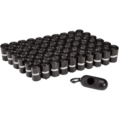 Bild av Amazon Basics Hundbajspåse med dispenser och linneklämma, oparfymerad, 900 stycken, 60 förpackningar 15, 33 x 23 cm, svart