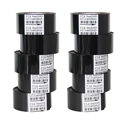 Bild av 10 rullar svart varmstämpel band 30 mm x 100 m värmeöverföringsband för kodare skrivare maskin
