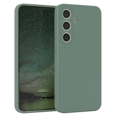 Bild av EAZY CASE silikonskal för Galaxy S25 skal mjukt stötsäkert mobiltelefonfodral med kameraskydd tunt premiumskydd TPU telefonstötfångare i mörkgrön