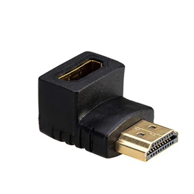 Bild av Akyga adapter (AK AD 01), böjd 90 grader, ansluter en HDMI kontakt till höghastighets uttag med Ethernet version 1.4, svart