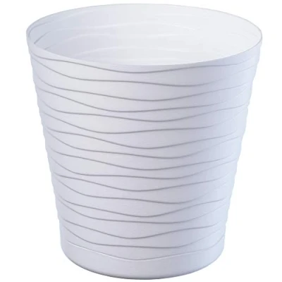 Bild av KADAX Blomkruka med underlägg, planteringskruka för inomhus, lätt blomkruka, plastkruka, rund ytterkruka blommor, växter, hus, växtkruka (21 cm, vit)