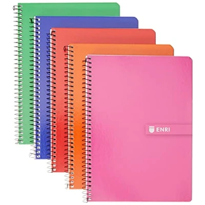 Bild av Enri 100430081 5 pack anteckningsböcker, spiralbindning, Inbunden, A5