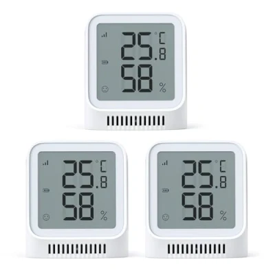 Bild av X sense 3 stycken digital termometer hygrometer inomhus, WLAN mini rumstermometer med app, anpassat komfortområde, smiley indikator, kompatibel Alexa, kräver basstation SBS50
