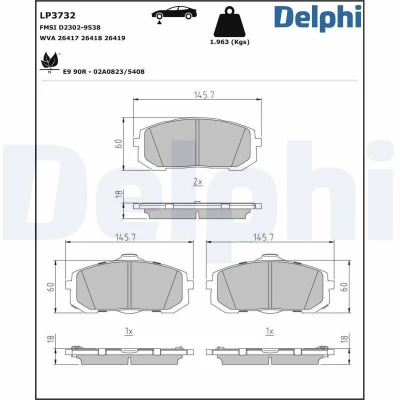Bild av Bromsbeläggssats, skivbroms DELPHI LP3732