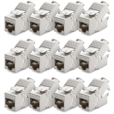 Bild av deleyCON 12x Keystone Modul CAT 6a Uttag Helt Skärmad STP RJ45 Verktygsfri Tack Vare Snap In Montering Råkabel 500MHz 10GBit/s