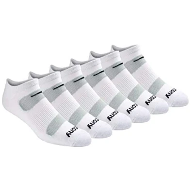 Bild av Saucony Multipack nät ventilerande komfort passform prestanda no show strumpor (förpackning med 6), Vit (6 par), 40 43 EU
